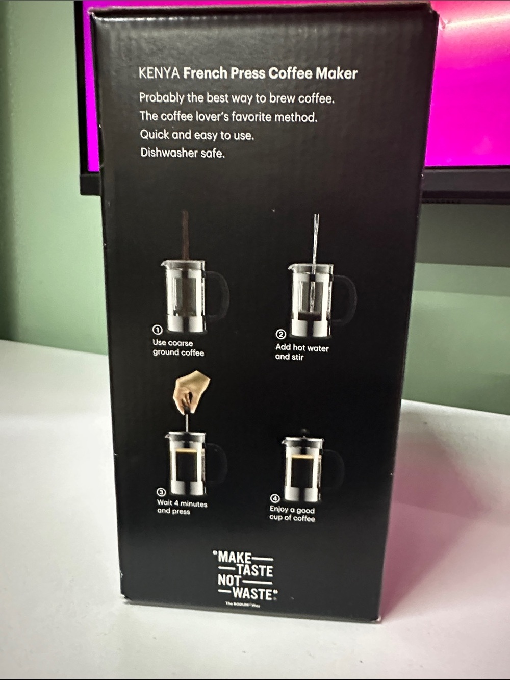 Bodum Stainless Steel French Press with Black Handle and Lid - Picture 2 of 2